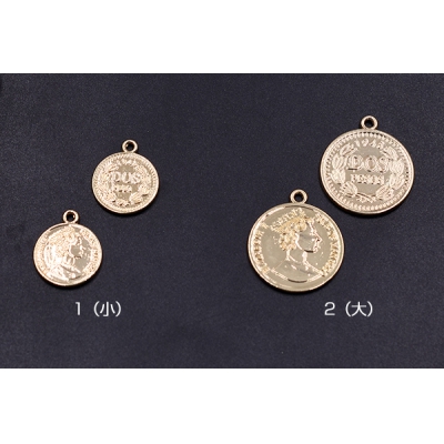 チャームパーツ コイン カン付き 2サイズ ゴールド