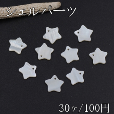 シェルパーツ 星型 1つ穴 13×13mm ホワイト【30ヶ】