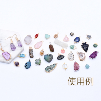 高品質天然石チャーム 水晶アゲート ミックス ロジウム【1ヶ】