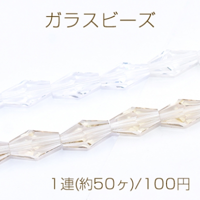 ガラスビーズ オーバルカット 6×11mm 透明【1連(約50ヶ)】