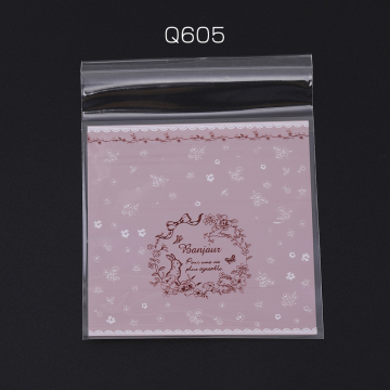 OPP袋 透明テープ付き 10×13cm 兎A ピンク【約100枚】
