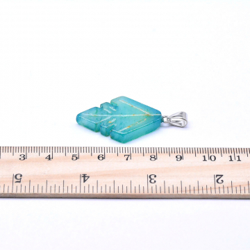 天然石チャーム　葉型　グリーン/ロジウム (1ヶ)