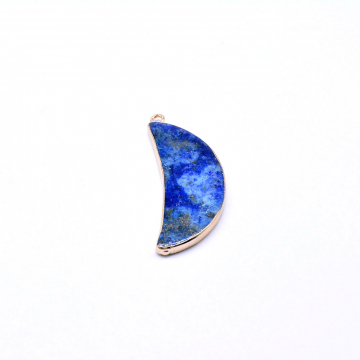 天然石チャーム　ブルーアゲート 枠付き　月形　ゴールド　 (1ヶ)