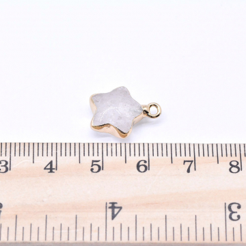 天然石チャーム ホワイトジェイド 星型 1カン 13×16mm ゴールド （1ヶ）