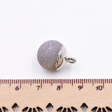 天然石チャーム １カンつき 不規則型 グレー 20x15mm ロジウム（1ヶ）