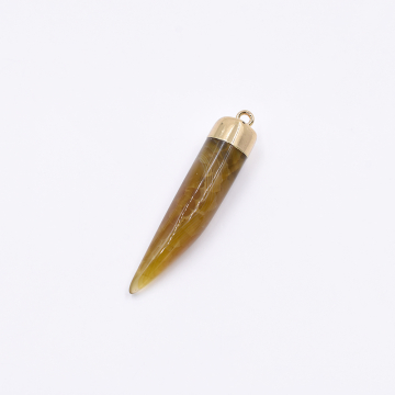 天然石チャーム アイボリー型  1カン オーカー 58x12mm ゴールド (1ヶ）