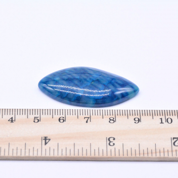 天然石貼り付けパーツ メノウ マーキス型 20×42mm ブルー （1ヶ）