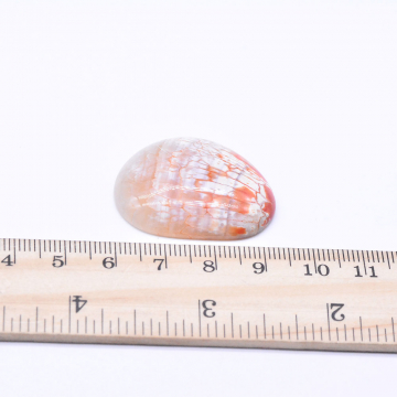 天然石貼り付けパーツ メノウ 不規則型 27×33mm ライトオレンジ （1ヶ）