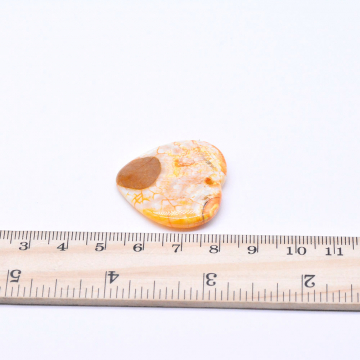天然石チャーム メノウ ハート型 30×32mm ライトオレンジ （1ヶ）