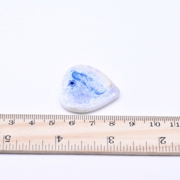 天然石チャーム メノウ ハート型  30×33mm ブルー（1ヶ）