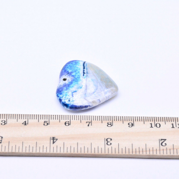 天然石チャーム メノウ ハート型 30×33mm ブルー （1ヶ）