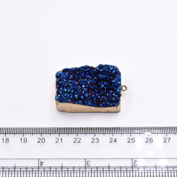 天然石フレームチャーム 長方形型 1カン ブルー 42x25mm ゴールド (1ヶ）