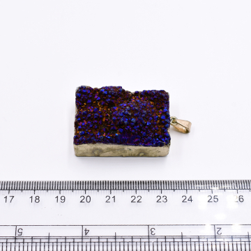 天然石ペンダントトップ 長方形型 1カン ブルー 43x26mm ゴールド (1ヶ）