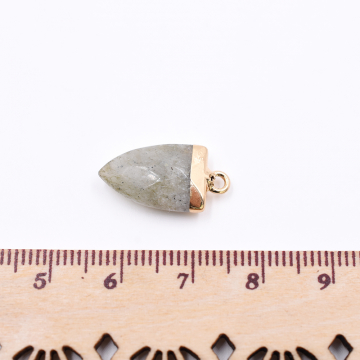 天然石フレームチャーム 三角形カット 1カン 全7色 19x10mm ゴールド （1ヶ）