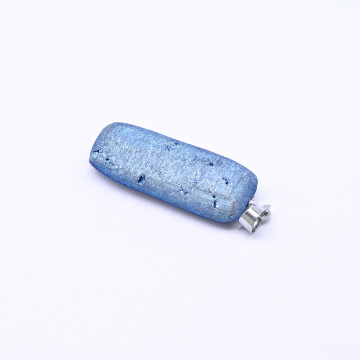 ドゥルージーアゲートチャーム 長方形 バチカン付き ブルー/ロジウム (1ヶ)