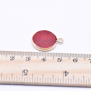 天然石チャーム イェローオパール 円形 1カン 16×21mm ゴールド (1ヶ)