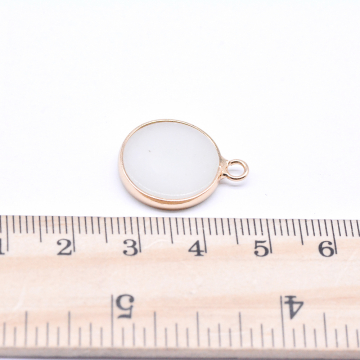 天然石チャーム 合成ストーン 円形 1カン 16×21mm ゴールド (1ヶ)