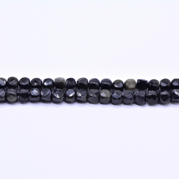 天然石ビーズカット正方形 ブラック 5×5mm 【1連（約70ヶ）】