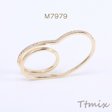 高品質デザインリング 指輪 ジルコニアリング ハート型リング 27×42mm ゴールド（1ヶ）