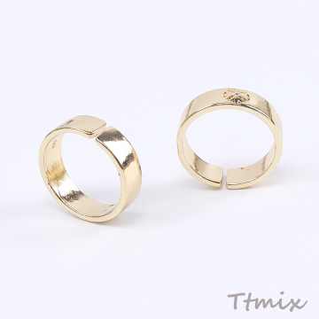 デザインリング 指輪 フラワー柄リング 幅約5.5mm ゴールド＆ロジウム 2色セット（2ヶ）