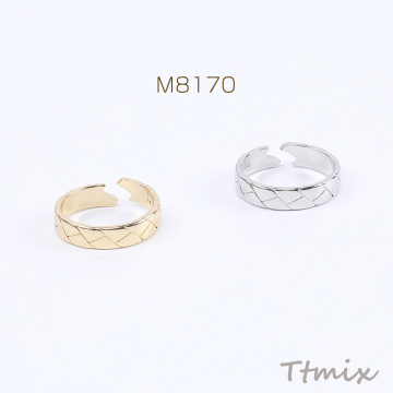 デザインリング 指輪 幅約4.6mm ゴールド＆ロジウム 2色セット（2ヶ）