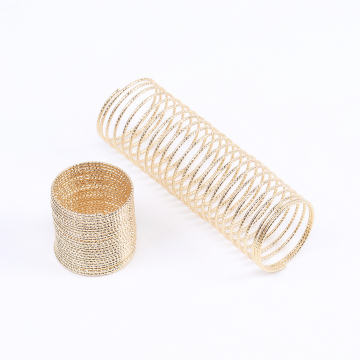 ワイヤーリング コイルリング リング用ワイヤー 指輪用ワイヤー細 模様入り 0.8×18mm ゴールド（1パック/24連）