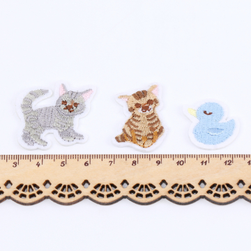 刺繍ワッペン アヒル＆猫 全5種 各1個（5ヶ）