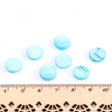 染色シェルビーズ コイン型 10mm ブルー（20ヶ）
