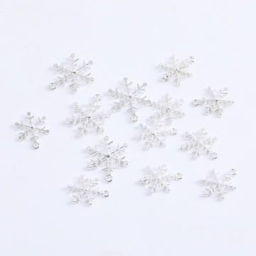 クリスマスチャーム 雪の結晶 ミックスサイズ 10mm＆13mm カン付き シルバー（100ヶ）