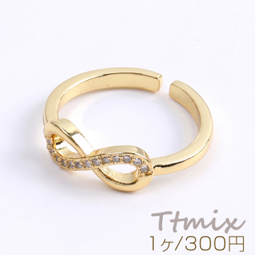 高品質デザインリング 指輪 ジルコニアリング 幅約6mm ゴールド（1ヶ）