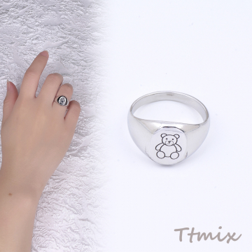 デザインリング 指輪 幅約11mm クマ ロジウム（1ヶ）