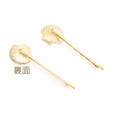 デザインヘアピン 貝殻 18×62.5mm ゴールド（2ヶ）