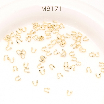 色褪せにくい14KGPゴールドメッキ U字金具(テグス・ワイヤー留め) 4.5×4.5mm ゴールド（20ヶ）