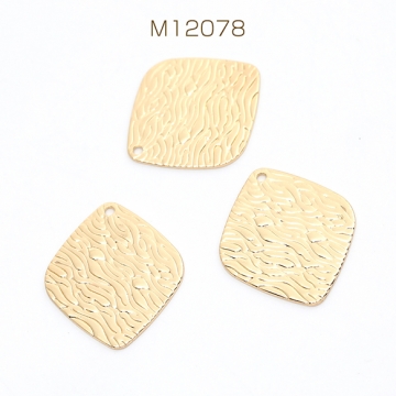 メタルプレートチャーム ひし形 1穴 19.5×22.5mm ゴールド（6ヶ）