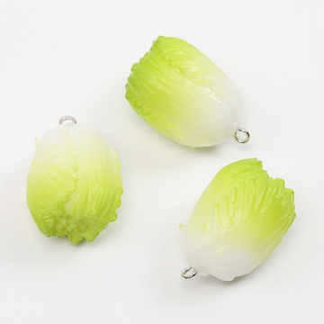 チャームパーツ プラスチック製 食べ物チャーム 野菜チャーム 白菜チャーム キーホルダーパーツ 食品サンプル カン付き 2.5×4cm（1ヶ）